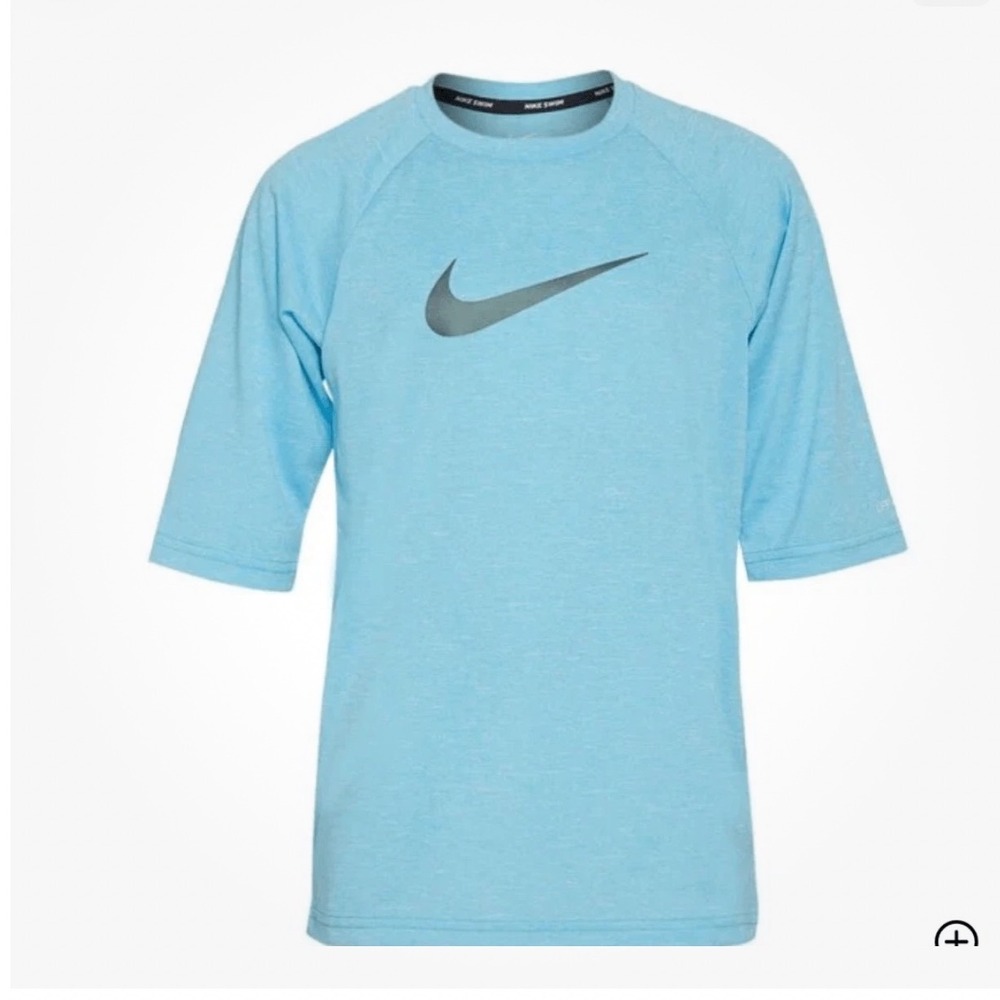 Nike Swim Boys Dri-FIT Rash Guard Blue UPF 40+ NESSA825 Size Medium M 10-12